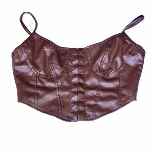 Faux Leather Corset Style Cropped Top M Medium Brown Unbranded Party Costumes